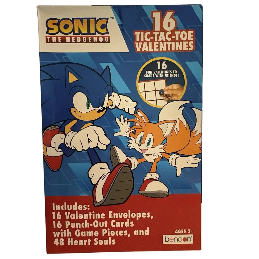 Sonic Hedgehog 16 Tic Tac Toe Valentines NEW Home School Teacher 4 Boxes